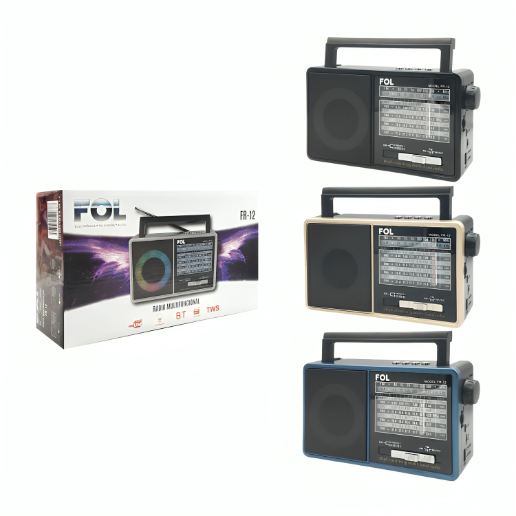 Radio bocina fol multifuncional, puerto usb, tf y fm, inalámbrico con luz rgb FR-12 Imagen principal del producto