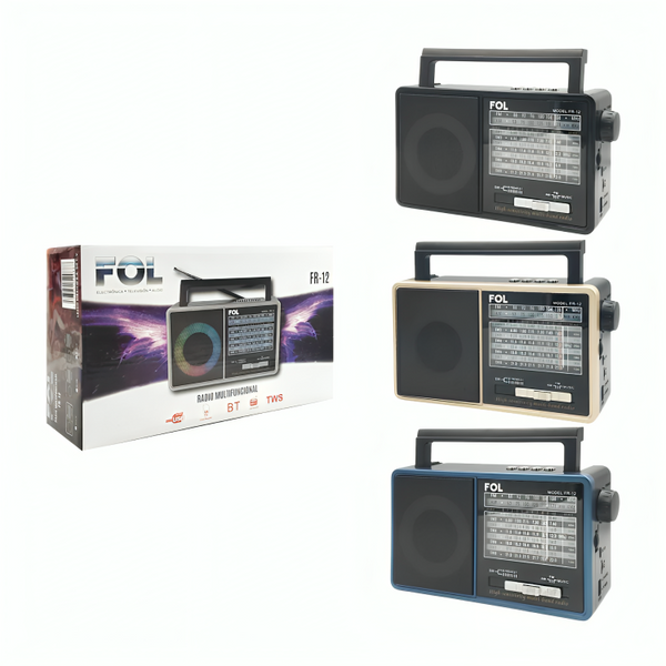 Radio bocina fol multifuncional, puerto usb, tf y fm, inalámbrico con luz rgb FR-12