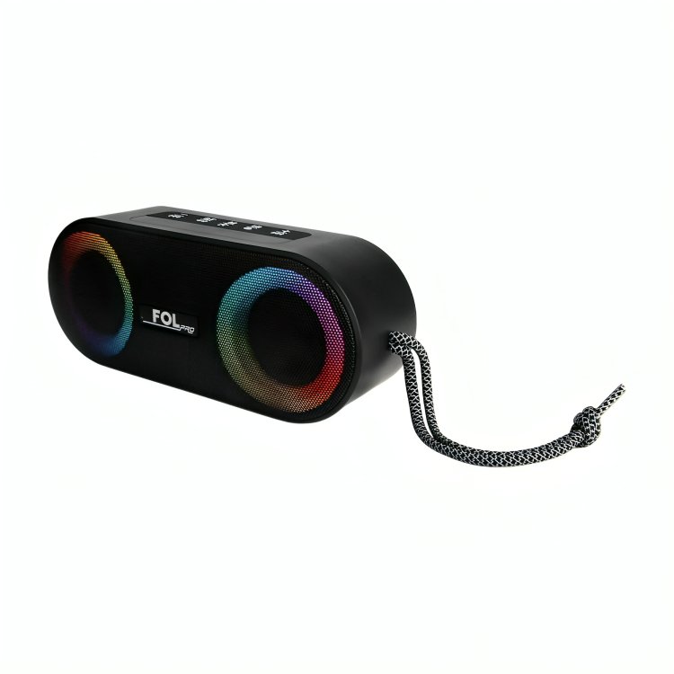 Bocina fol, inalámbrica, doble altavoz con rgb, puerto usb y tf, radio fm Imagen secundaria del producto