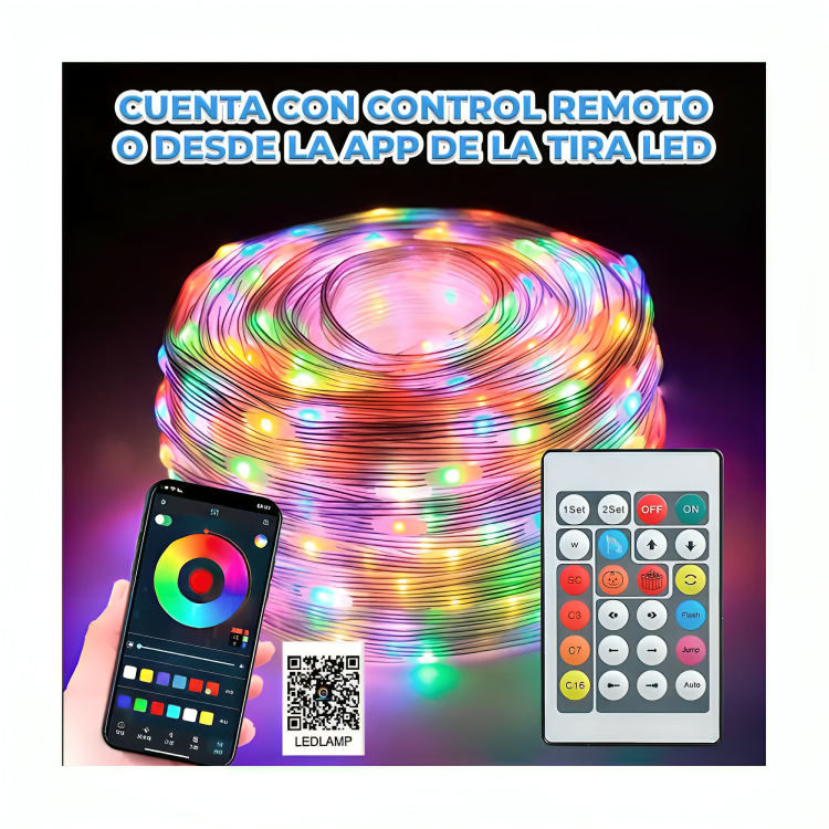 Cadena de luces led rgb de 10 metros con control y bluetooth / led.84 Imagen secundaria del producto