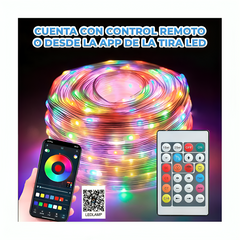 Cadena de luces led rgb de 10 metros con control y bluetooth / led.84