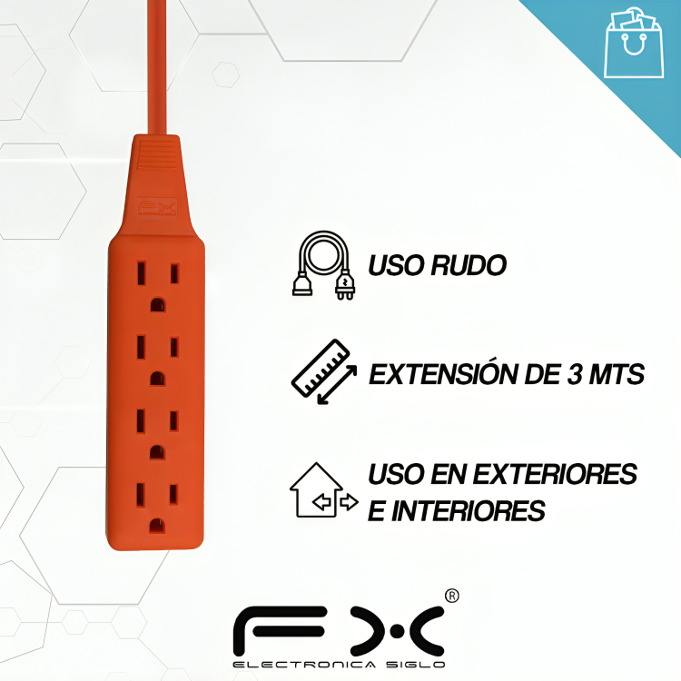 Extensión eléctrica de 3 metros con barra multicontacto de 4 enchufes cha-483 Imagen secundaria del producto