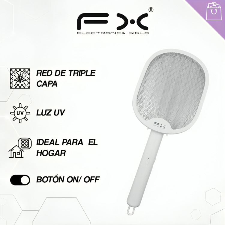RAQUETA PARA ZANCUDOS LUZ MORADA COLGANTE HX-828 Imagen secundaria del producto