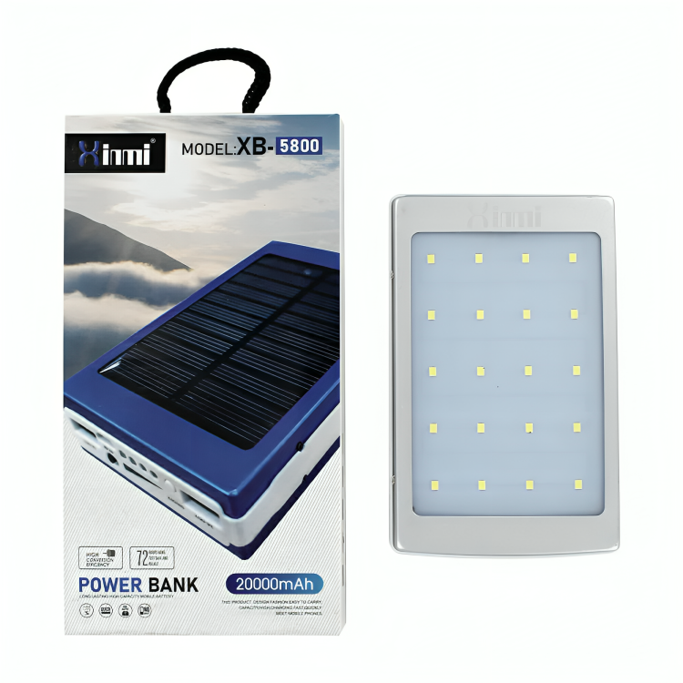 Power bank batería portátil solar xinmi con lámpara led, 2 puertos usb y capacidad de 20000mah Imagen principal del producto