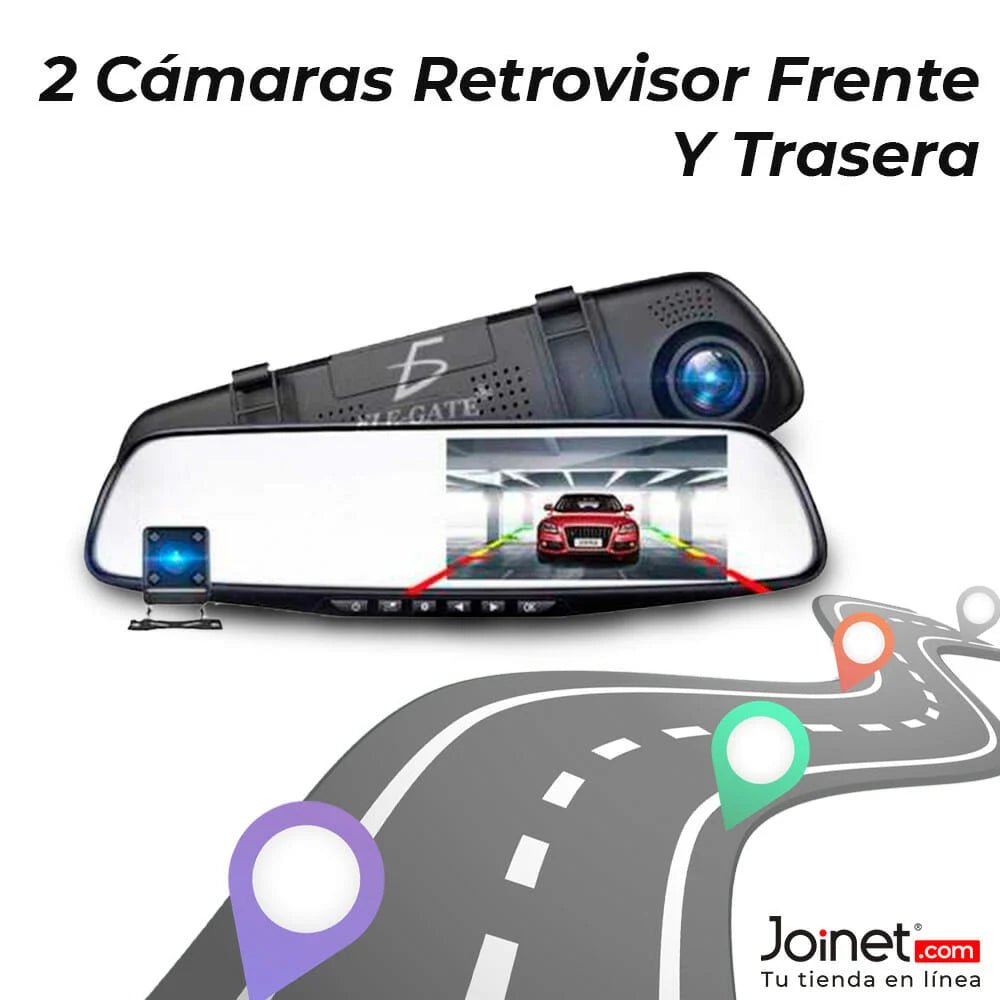 Kit de 2 cámaras para coche, adheribles en el retrovisor, con variedad de funciones - web.33 - Mishop Mexico