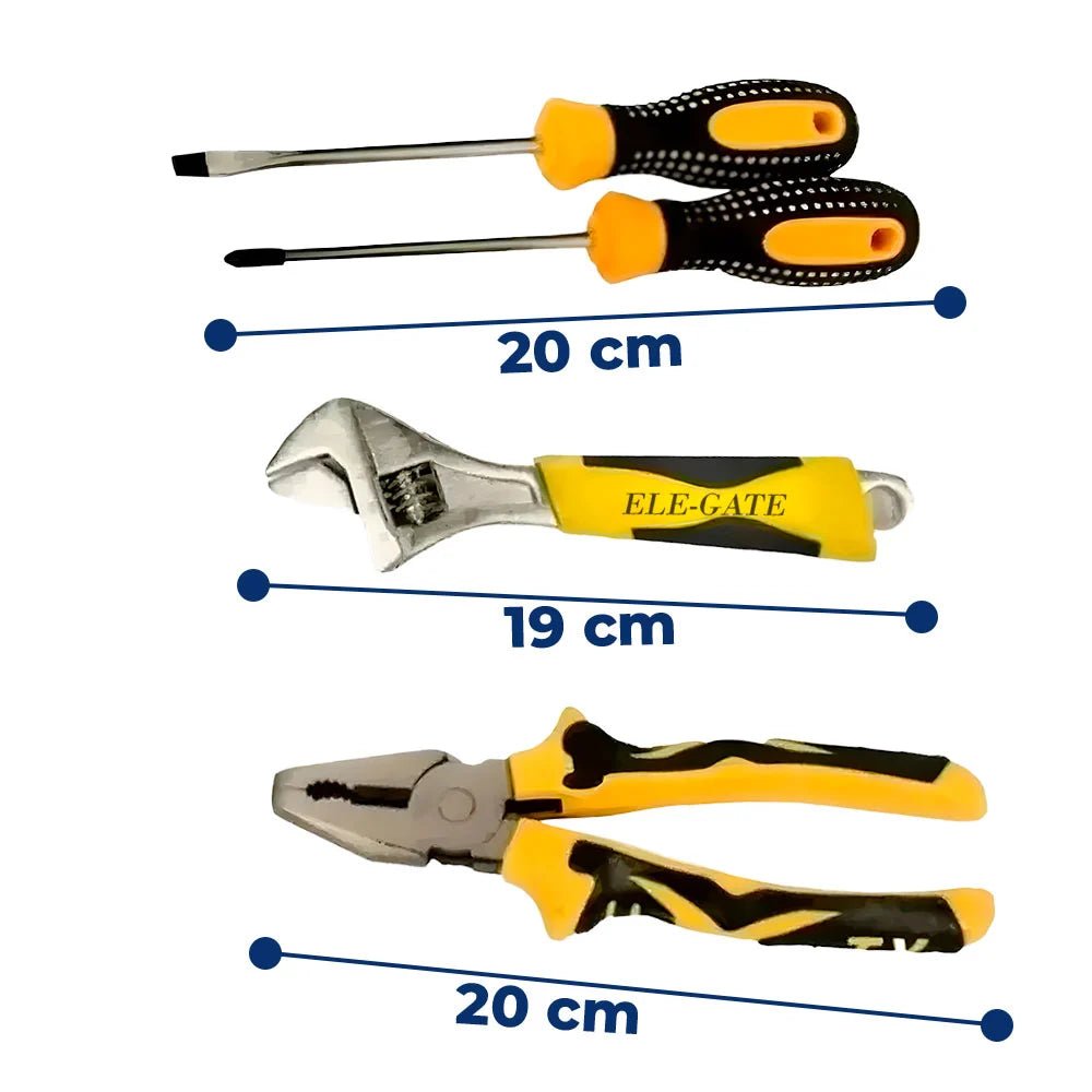 Kit de herramientas con llave perica, pinzas, desarmador de cruz y plano / family tools - HERM.05 - Mishop Mexico
