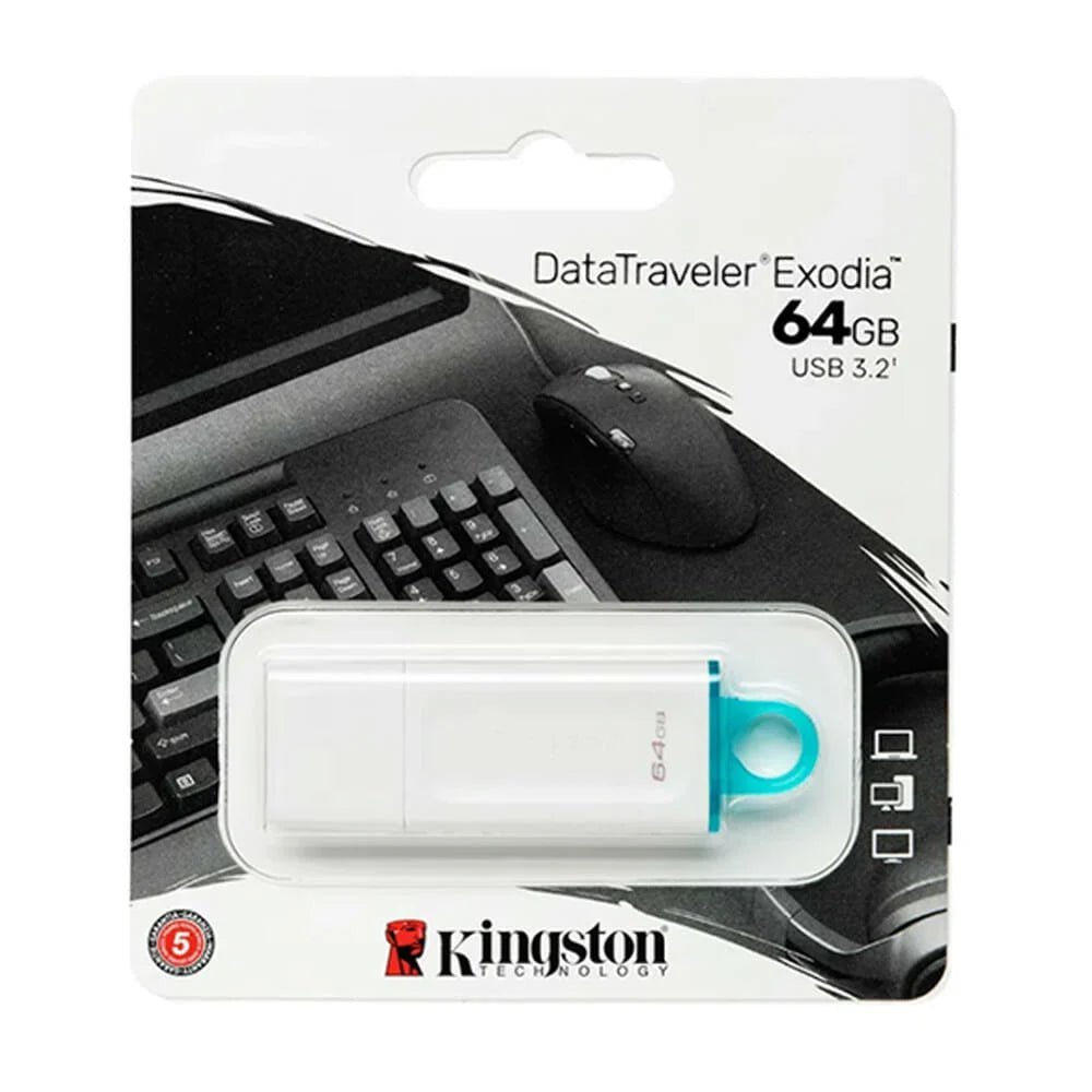 Memoria usb 3.2 data travel exodia kingston color blanco de plástico con capacidad de 64gb - kc - u2g64 - 5r - Mishop Mexico
