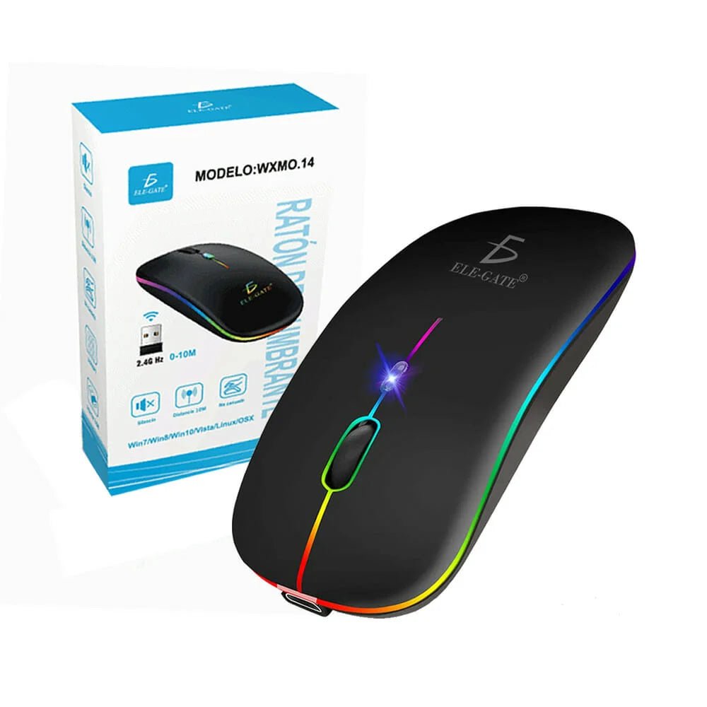 Mouse recargable inalámbrico con luz rgb y frecuencia 2.4g hz - wxmo.14 - Mishop Mexico