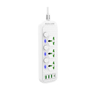 Multicontacto universal con 3 enchufes, 3 puertos usb y 1 puerto usb-c para carga rápida, variedad de colores - Mishop Mexico