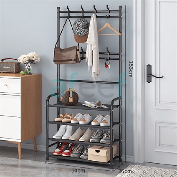 Organizador multifuncional rack con 4 niveles y perchero 60x28x154cm - Mishop Mexico Imagen principal del producto