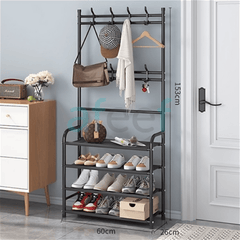 Organizador multifuncional rack con 4 niveles y perchero 60x28x154cm - Mishop Mexico