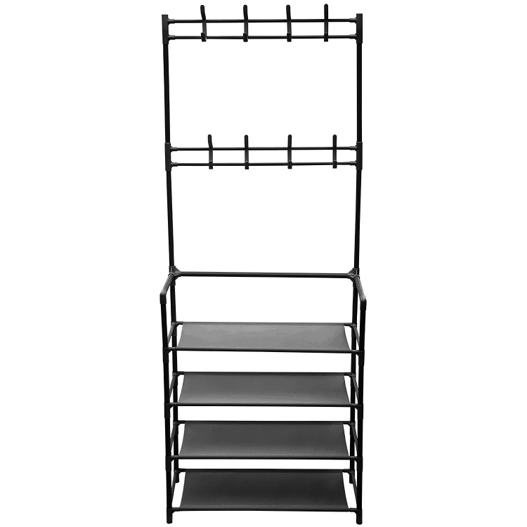 Organizador multifuncional rack con 4 niveles y perchero 60x28x154cm Imagen secundaria del producto