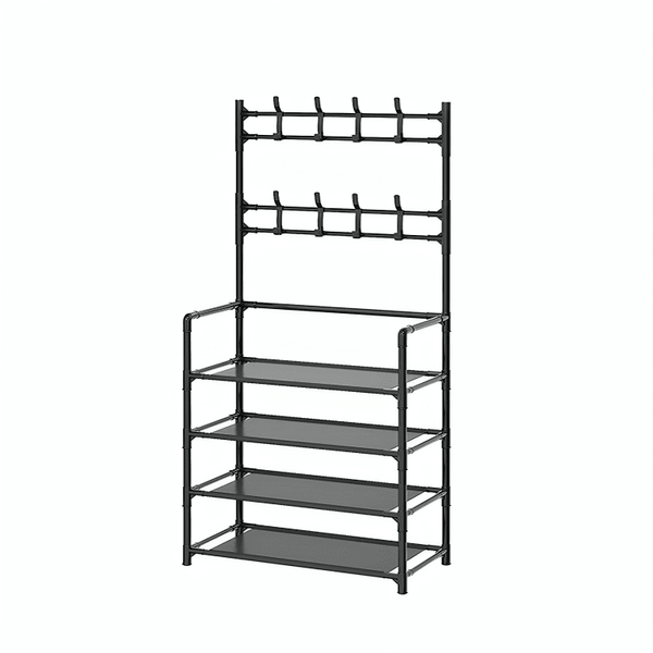 Organizador multifuncional rack con 4 niveles y perchero 60x28x154cm - Mishop Mexico