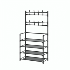 Organizador multifuncional rack con 4 niveles y perchero 60x28x154cm - Mishop Mexico
