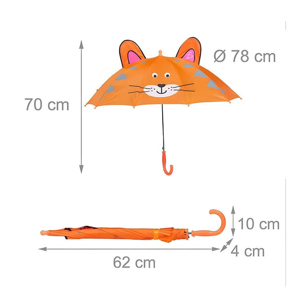 Paraguas infasntil adorable con figura de tigre con orejas desplegables para niños - par.30 - Mishop Mexico