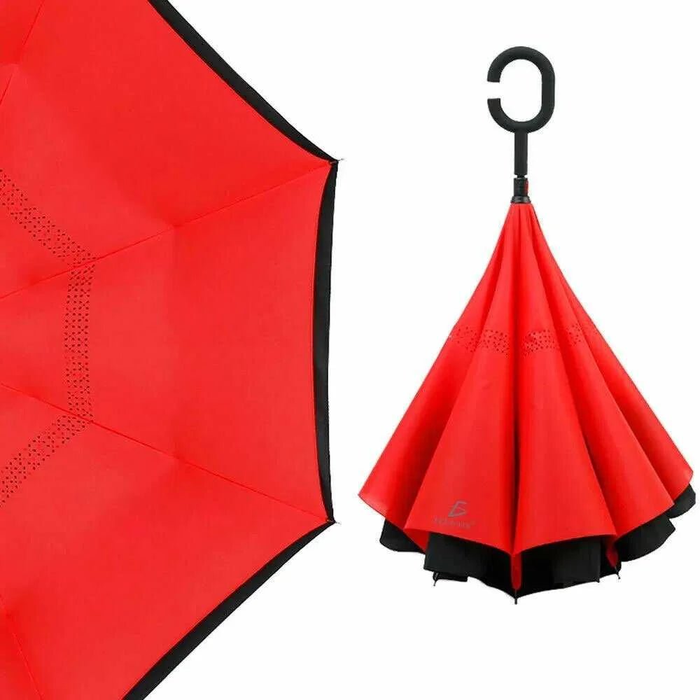 Paraguas reversible - invertido de doble refuerzo, resistente y ligero, con mango en forma de c - PAR10 - Mishop Mexico