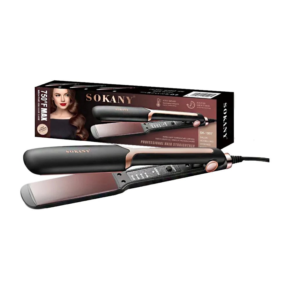 Plancha sokany alaciadora para cabello, placa de cerámica, temperatura ajustable - SK - 1907 - Mishop Mexico