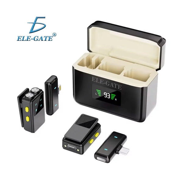 Set de micrófonos inalámbricos solapa tipo c y lightning + estuche de carga - ADP.MIC03 - Mishop Mexico
