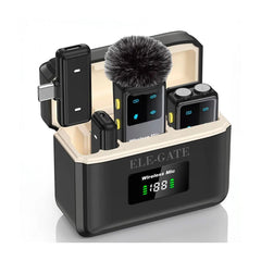 Set de micrófonos inalámbricos solapa tipo c y lightning + estuche de carga - ADP.MIC03 - Mishop Mexico