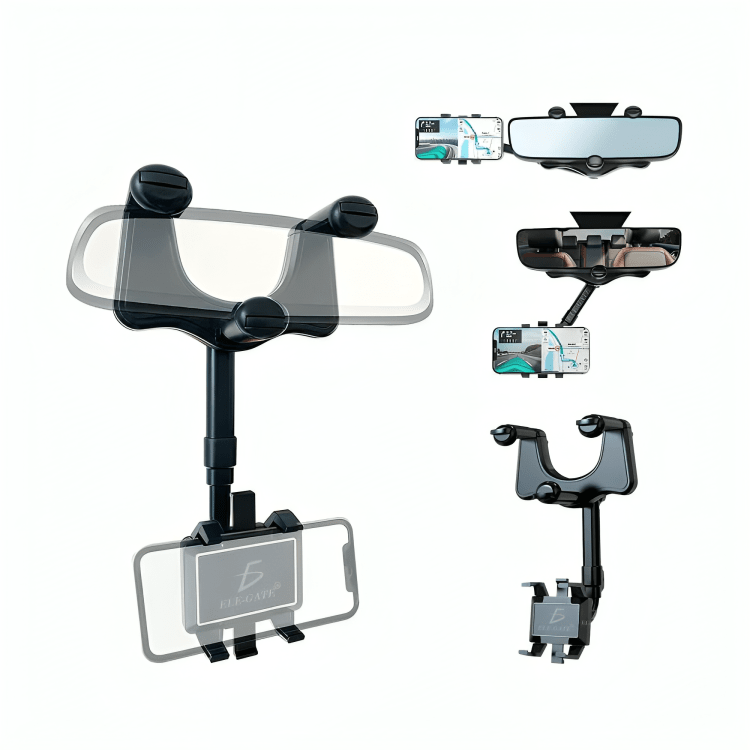 Soporte universal de celular con brazo sujetador para espejo retrovisor, ajustable y rotable hasta en 90 grados / hold.72 - Mishop Mexico
