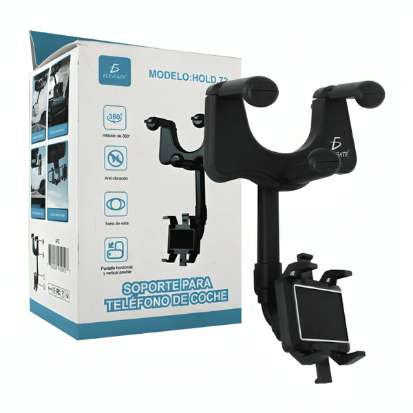 Soporte universal de celular con brazo sujetador para espejo retrovisor, ajustable y rotable hasta en 90 grados / hold.72 - Mishop Mexico