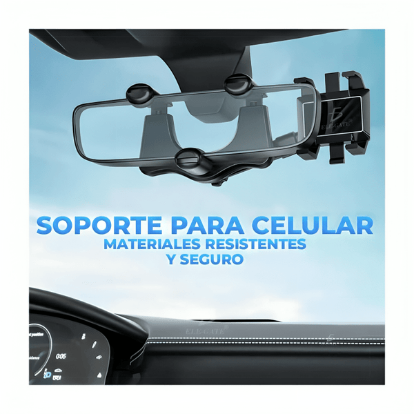 Soporte universal de celular con brazo sujetador para espejo retrovisor, ajustable y rotable hasta en 90 grados / hold.72 - Mishop Mexico