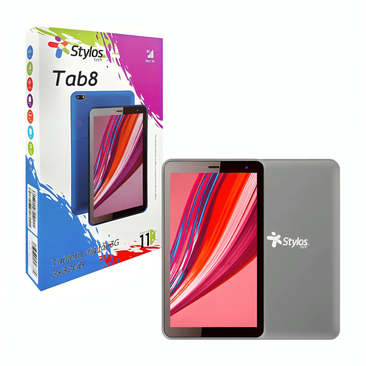 Tableta digital stylos tab8 de 7 pulgadas, 2gb de ram, 32gb de almacenamiento, android 11, 2 cámaras, bluetooth - wifi, red 3g y en color plata / stta3g5s - Mishop Mexico Imagen principal del producto