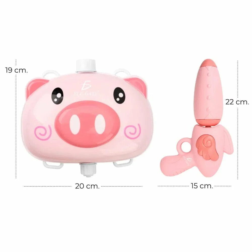 Tanque/mochila de plástico con pistola de agua, con diseño de cerdito - jug.15.xz - Mishop Mexico
