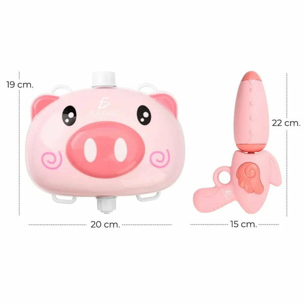 Tanque/mochila de plástico con pistola de agua, con diseño de cerdito - jug.15.xz - Mishop Mexico