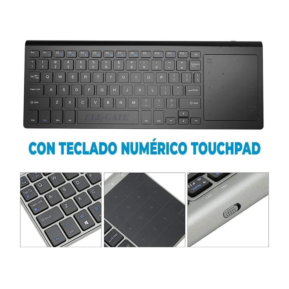 Teclado inalámbrico, con conexión bluetooth + touchpad numérico, variedad - TC.K136.P - Mishop Mexico