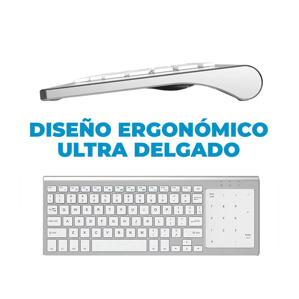 Teclado inalámbrico, con conexión bluetooth + touchpad numérico, variedad - TC.K136.P - Mishop Mexico