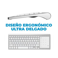 Teclado inalámbrico, con conexión bluetooth + touchpad numérico, variedad - TC.K136.P - Mishop Mexico