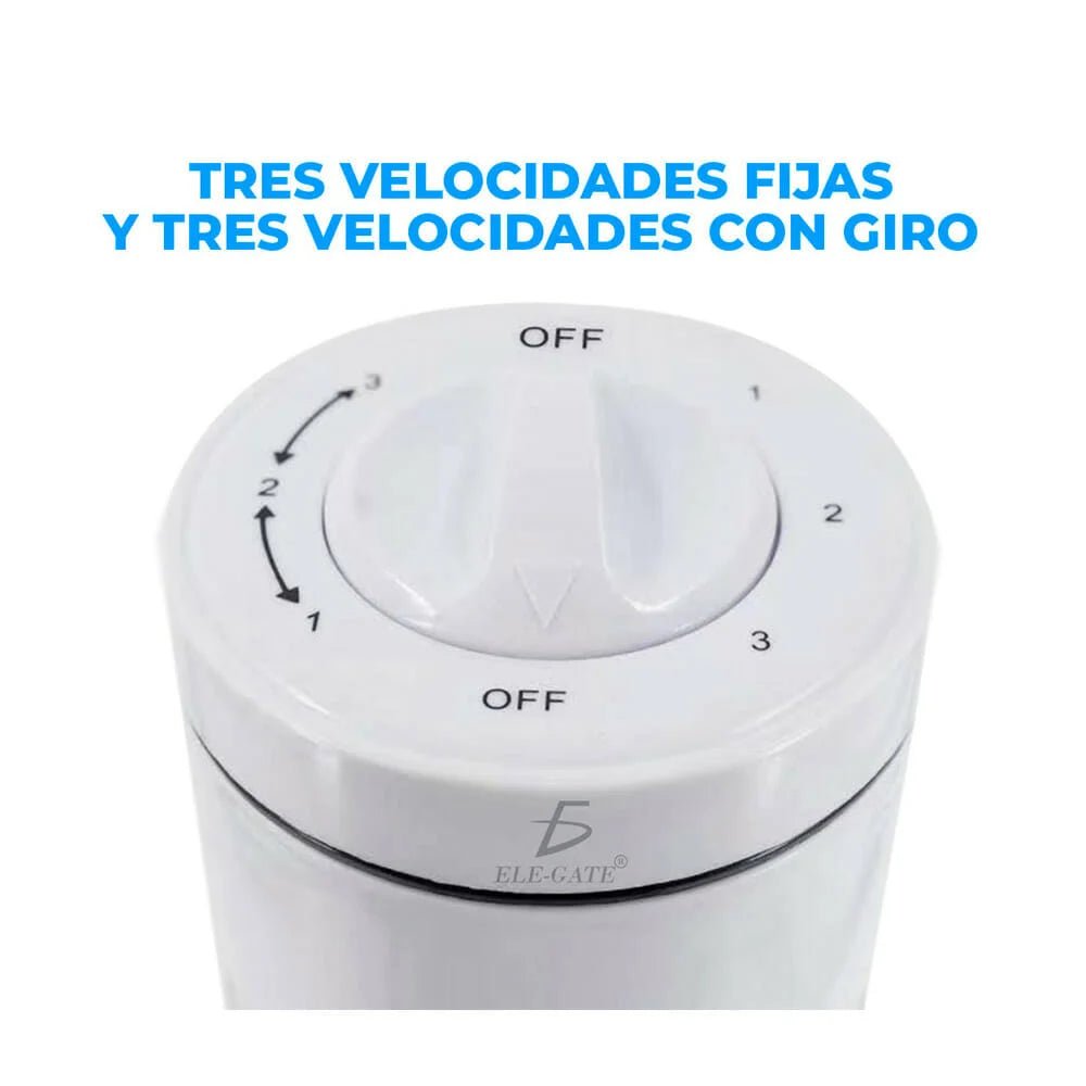 Ventilador ele - gate tipo torre de 29 pulgadas con giro de 90°, 3 velocidades y consumo de 50 watts / clr.61 - Mishop Mexico