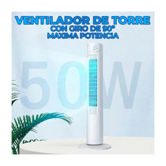 Ventilador ele - gate tipo torre de 29 pulgadas con giro de 90°, 3 velocidades y consumo de 50 watts / clr.61 - Mishop Mexico